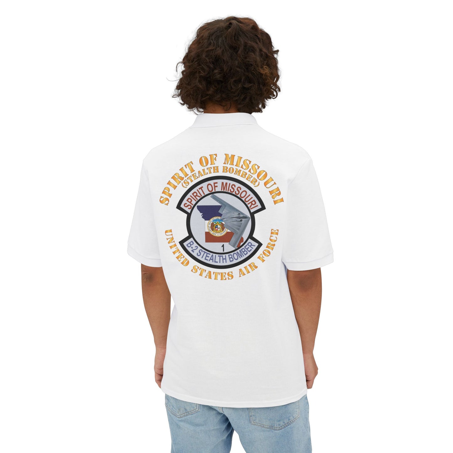 Men's Piqué Polo - USAF - B2 - Spirit of Missouri Stealth Bomber X 300