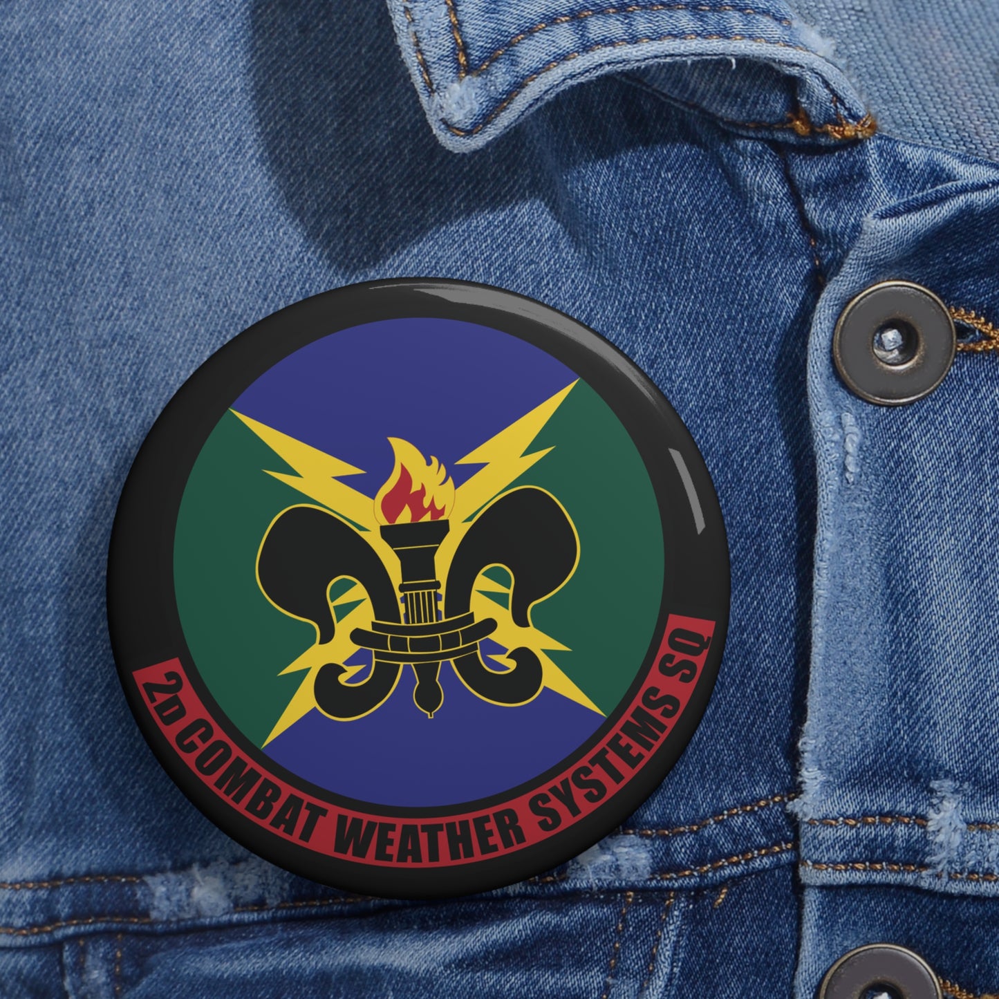 Custom Pin Button - USAF - 2d Combat Weather Systems Squadron wo txt