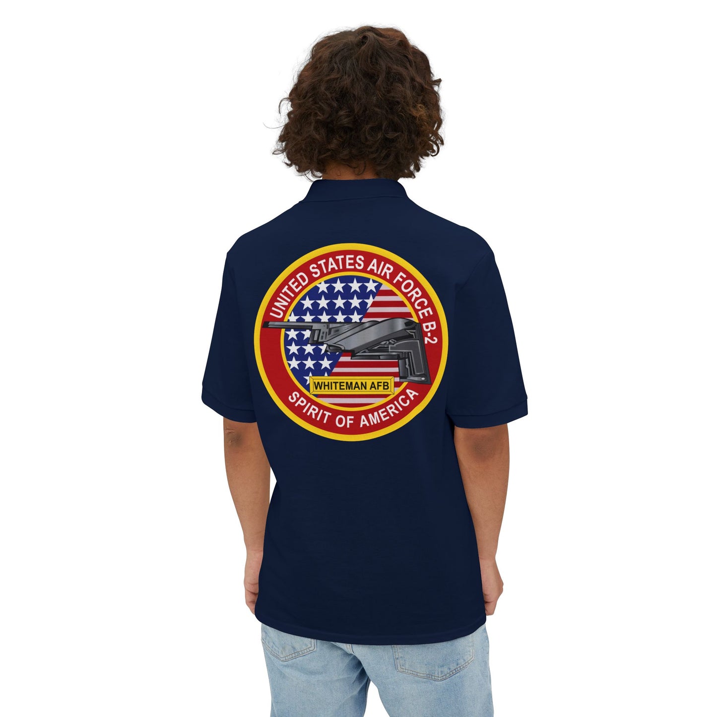 Men's Piqué Polo - USAF - B2 - Spirit - Stealth Bomber wo Txt