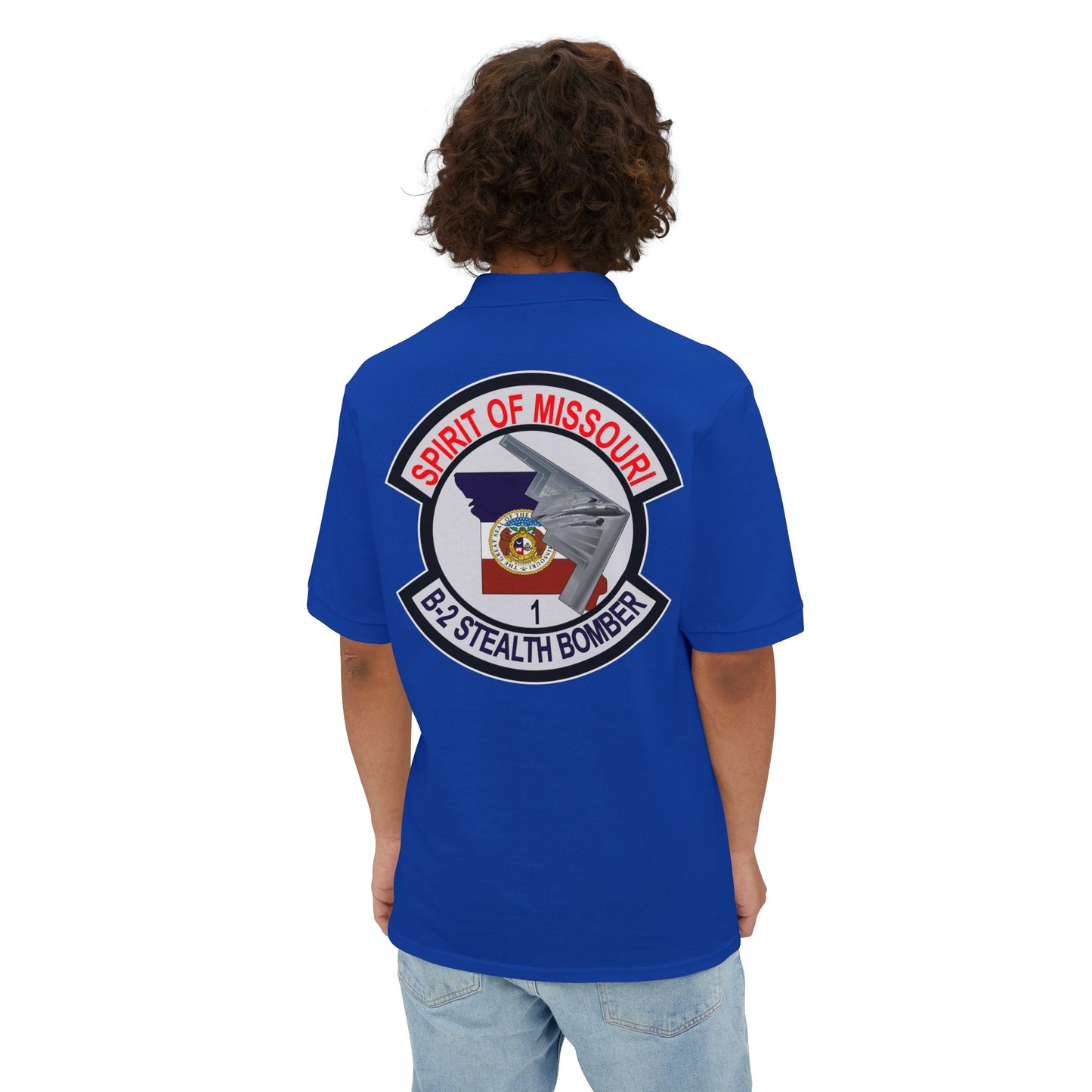 Men's Piqué Polo - USAF - B2 - Spirit of Missouri - Stealth Bomber wo Txt