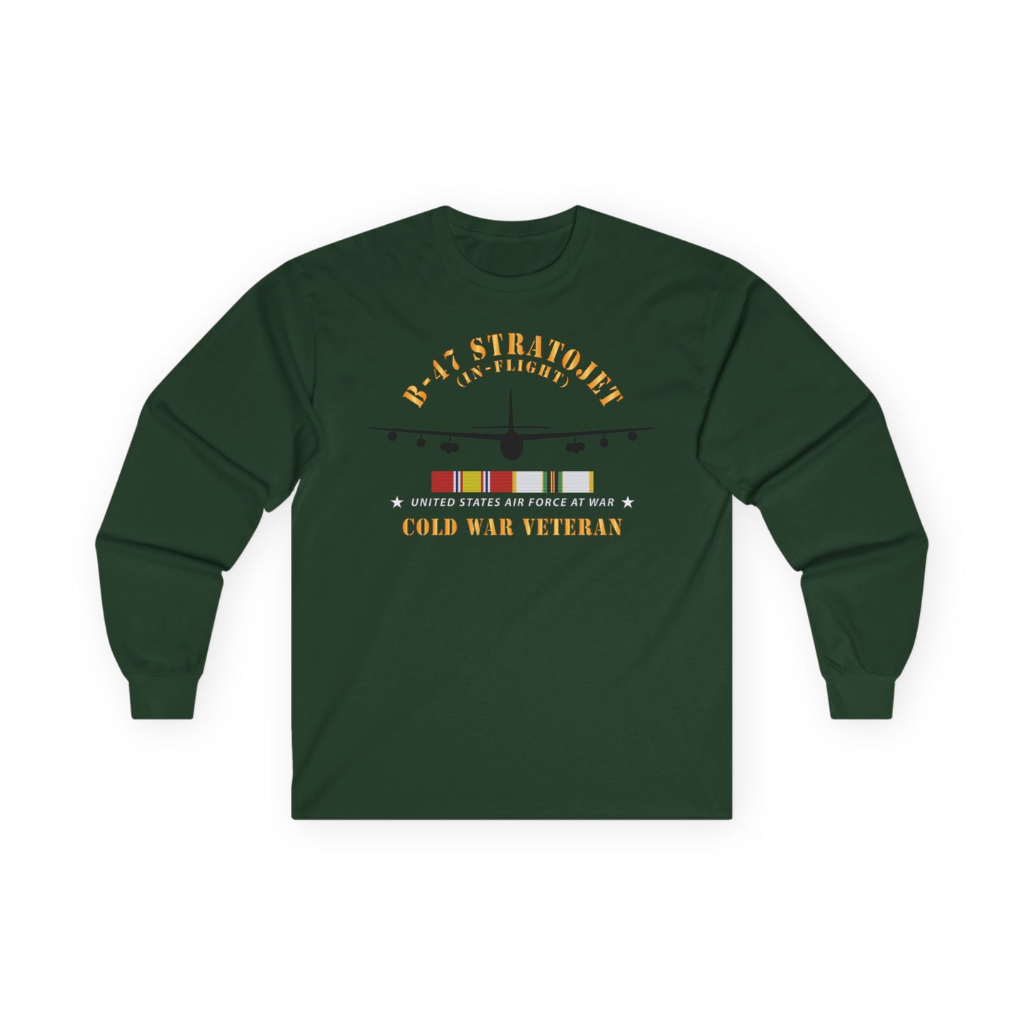 Unisex Ultra Cotton Long Sleeve Tee - USAF - B-47 Stratojet - In Flt - Silhouette - Cold War Veteran X 300