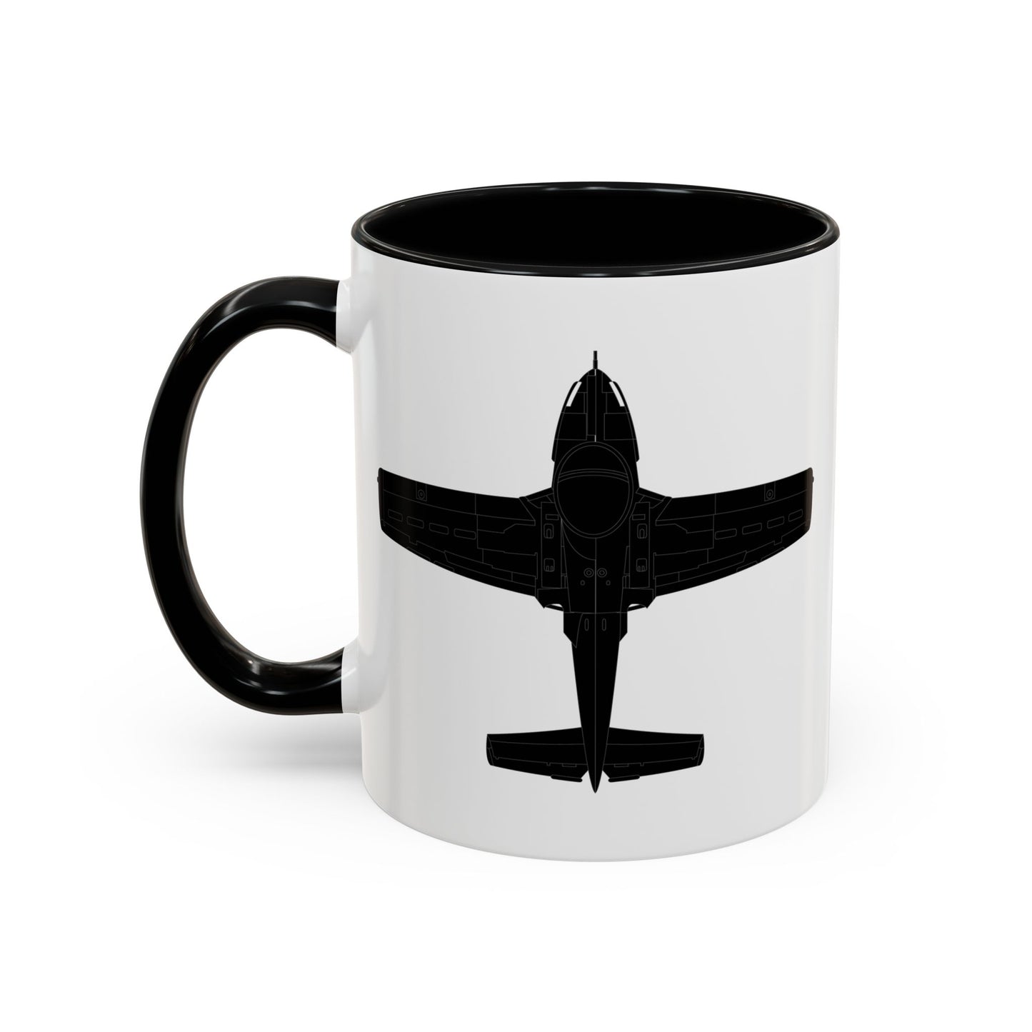 Accent Coffee Mug (11oz & 15oz) - Aircraft - T-37-Trainer - Top - Black - Metal X 300