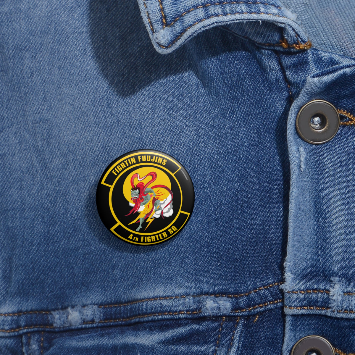 Custom Pin Button - USAF - 4th Fighter Squadron wo txt