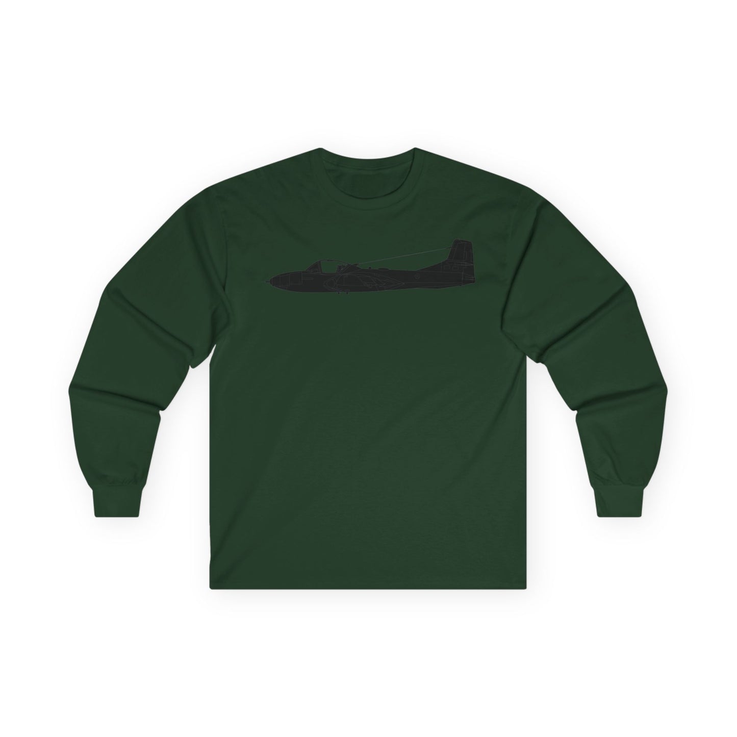 Unisex Ultra Cotton Long Sleeve Tee - Aircraft - T-37-Trainer - Side - Black - Metal X 300