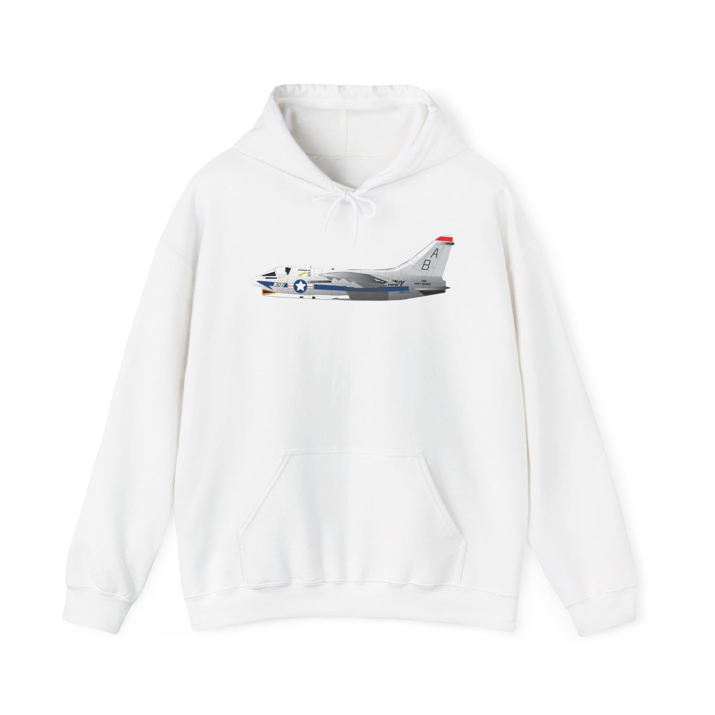 Unisex Heavy Blend Hooded Sweatshirt - Aircraft - Navy - A-7B Corsair II - Side X 300