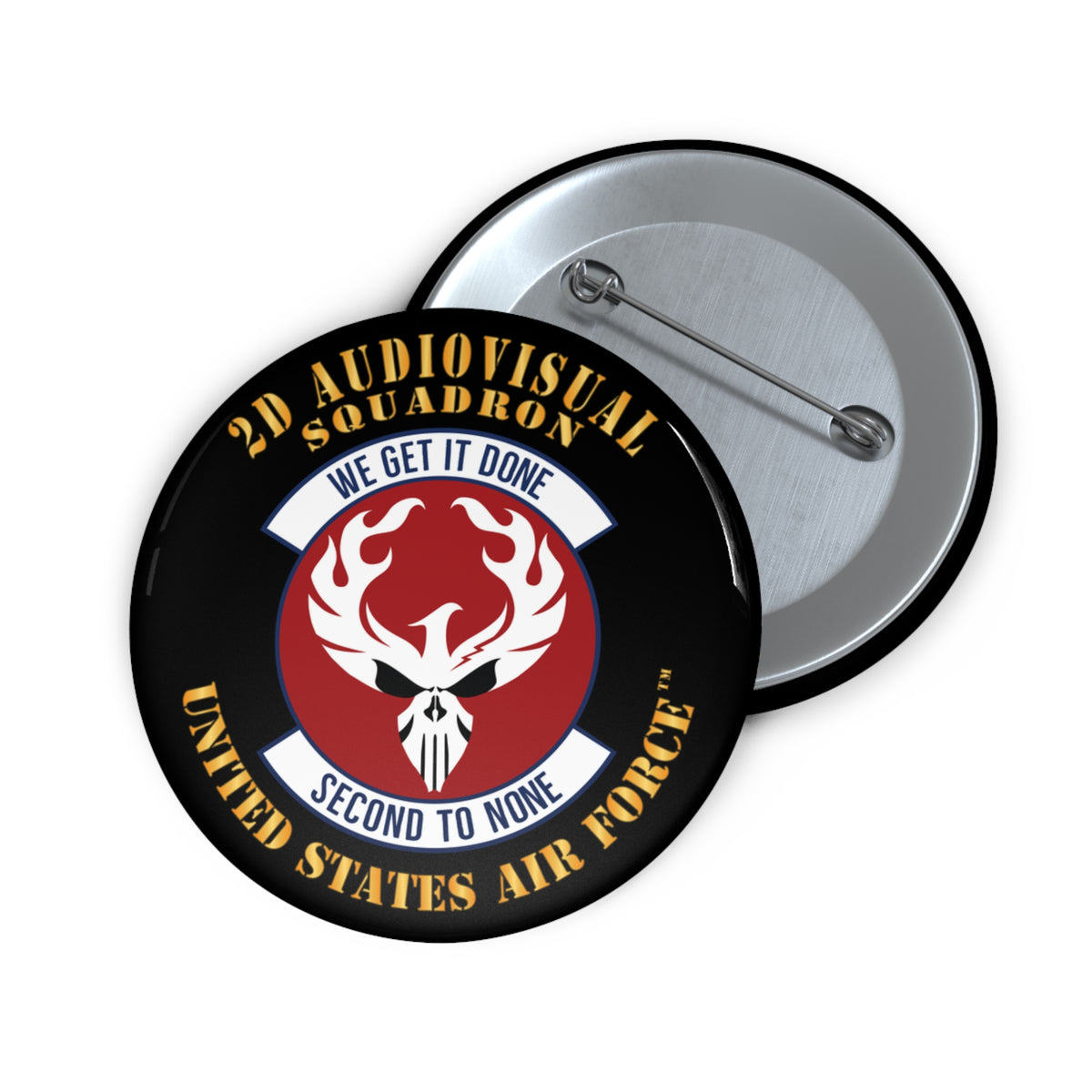 Custom Pin Button - USAF - 2d Audiovisual Squadron X 300