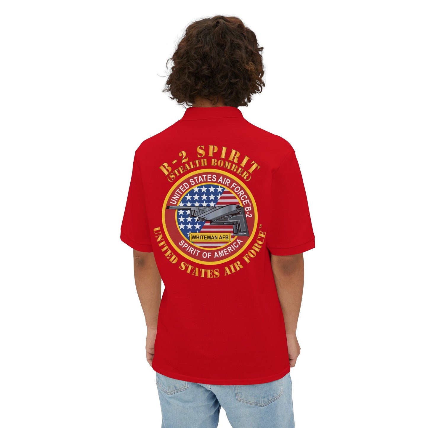 Men's Piqué Polo - USAF - B2 - Spirit - Stealth Bomber X 300