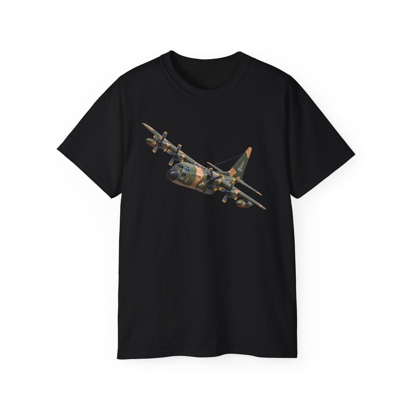 Unisex Ultra Cotton Tee - C-130  Aircraft - Camo - Landing - Hard Left Bank