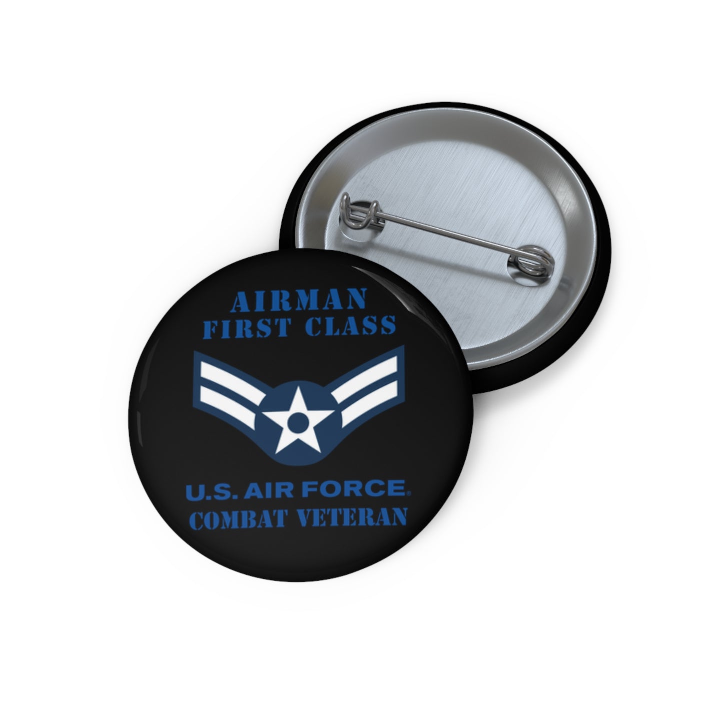 Custom Pin Button - USAF - Airman - First Class (E3) - 2020 - Combat Veteran