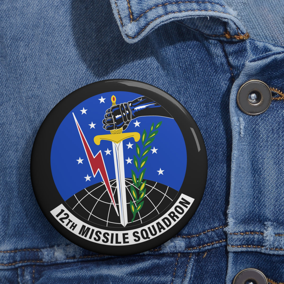 Custom Pin Button - USAF - 12th Missile Squadron wo txt