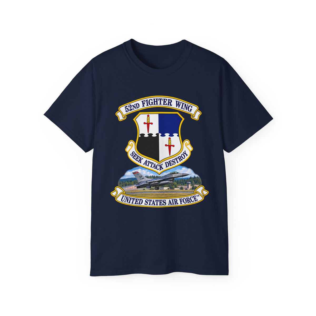 Unisex Ultra Cotton Tee - 52nd Fighter Wing - Shield - United States Air Force w scene and TM