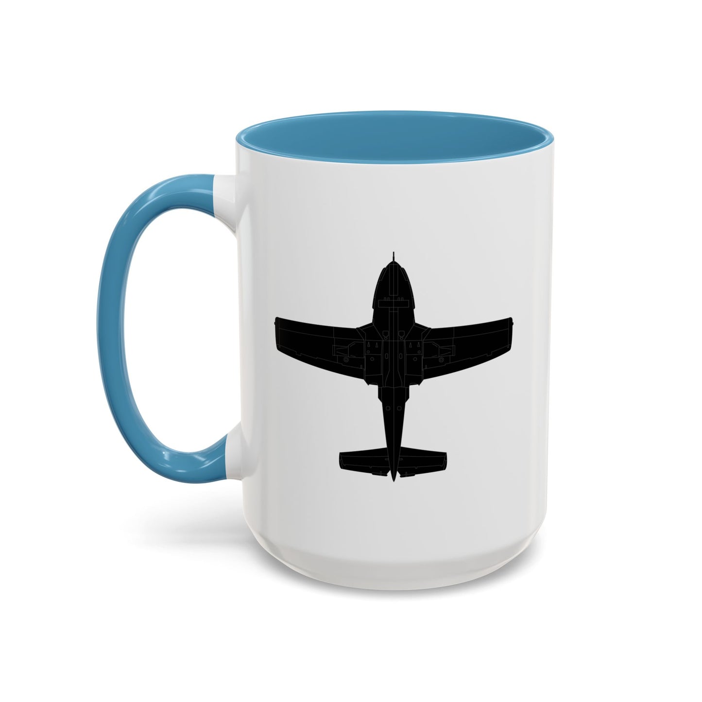 Accent Coffee Mug (11oz & 15oz) - Aircraft - T-37-Trainer - Bottom - Black - Metal X 300