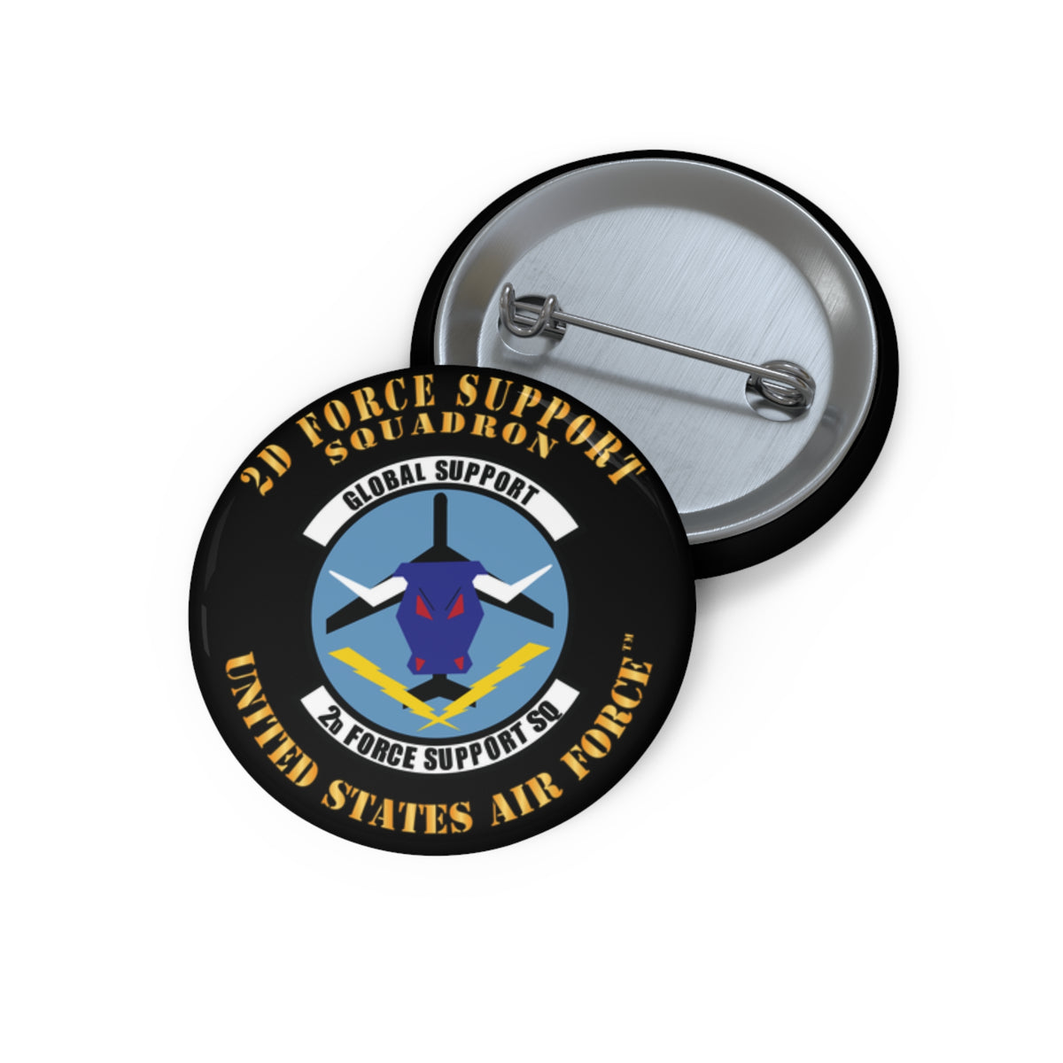 Custom Pin Button - USAF - 2d Force Support Squadron