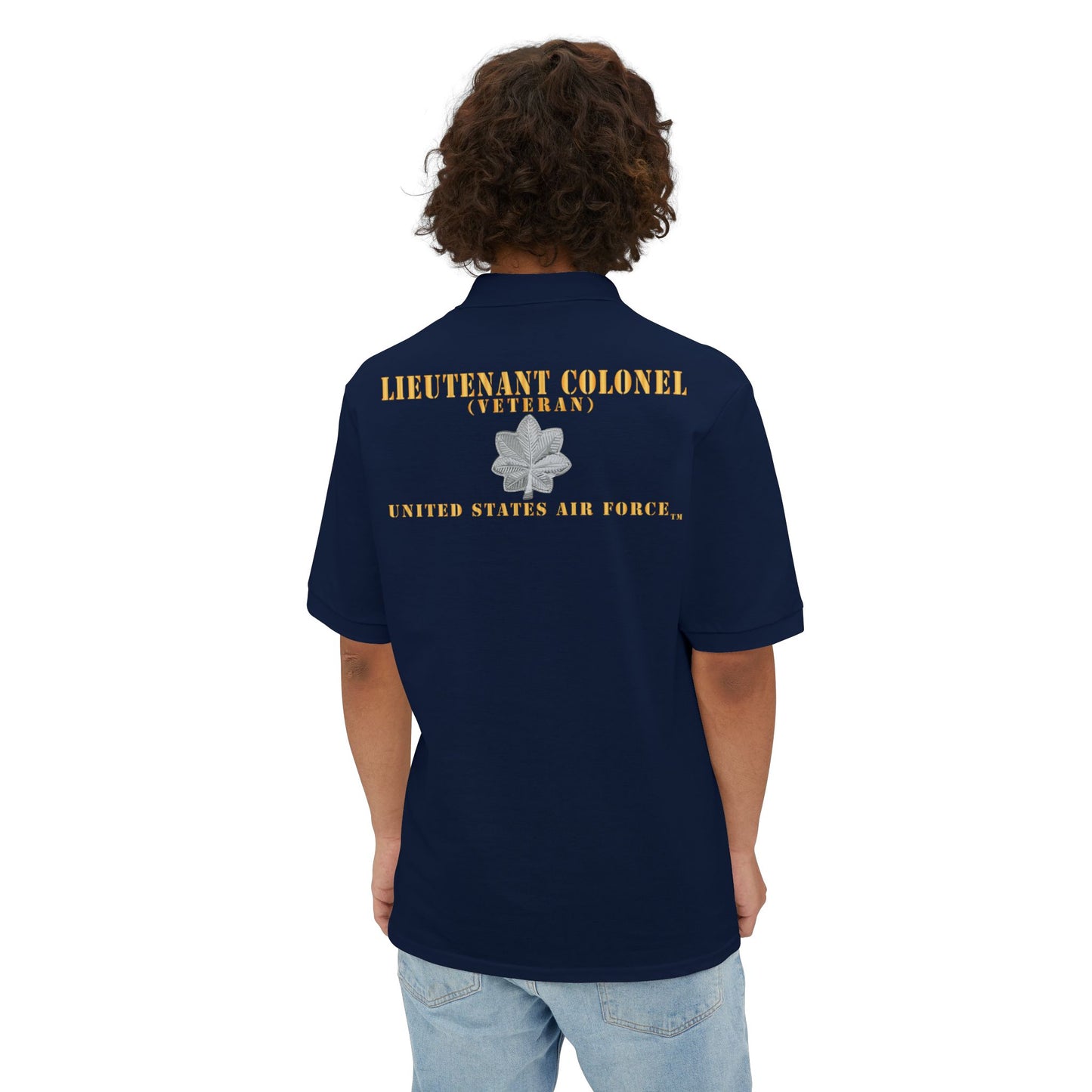 Men's Piqué Polo - USAF - Lieutenant Colonel - LTC - Veteran - Flat - TM X 300