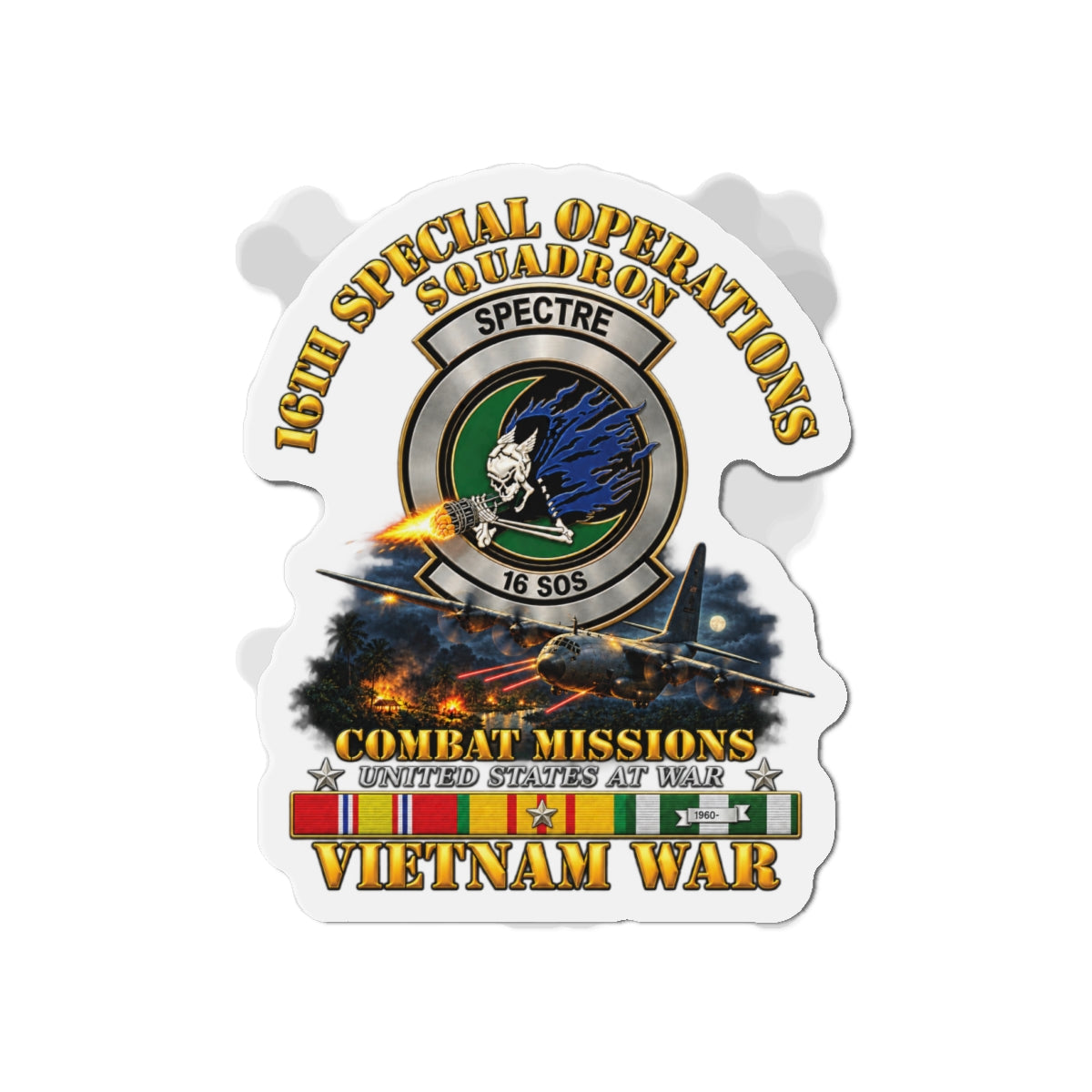 Die-Cut Magnet - SOF - 16th SOS - Combat Missions w VN SVC - 3D - Enhanced