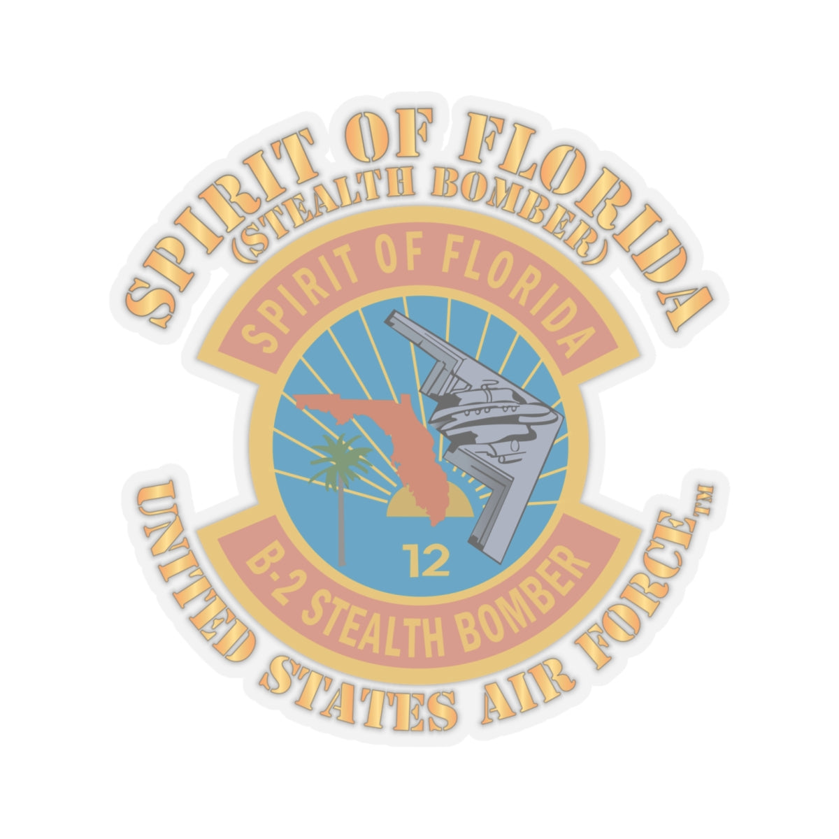Kiss-Cut Stickers - USAF - B2 - Spirit of Florida - Stealth Bomber X 300