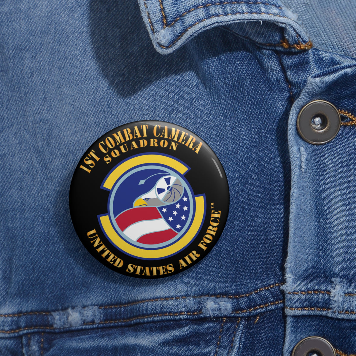 Custom Pin Button - USAF -  1st Combat Camera Squadron