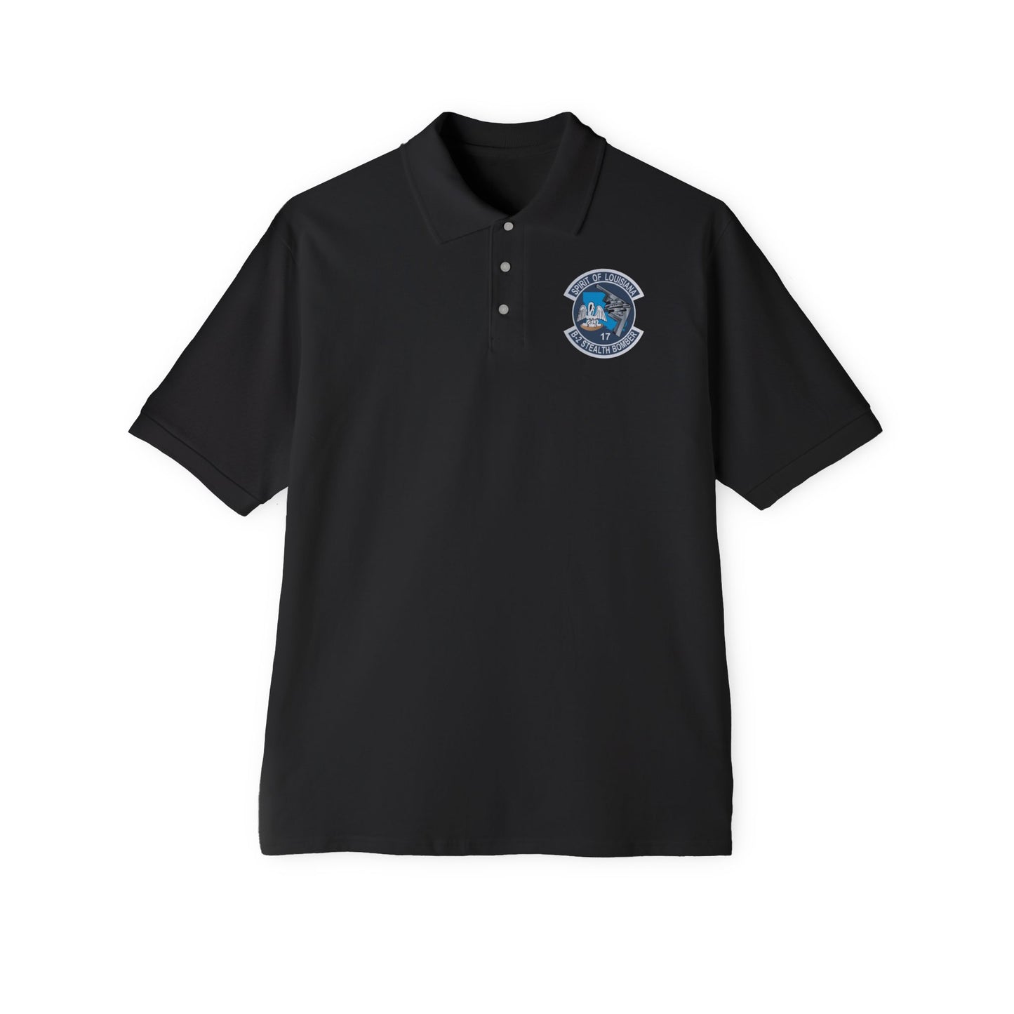 Men's Piqué Polo - USAF - B2 - Spirit of Louisiana - Stealth Bomber X 300