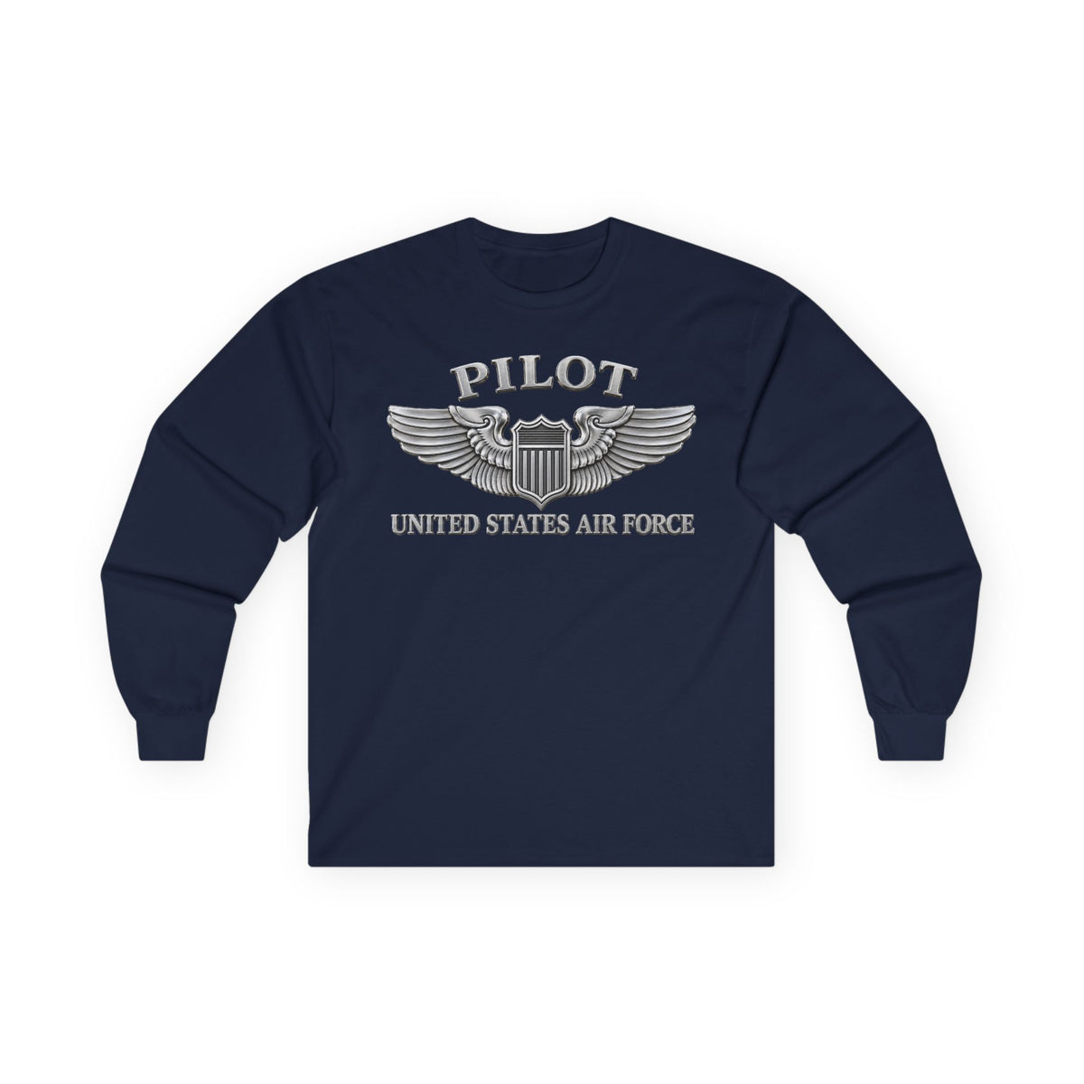 Unisex Ultra Cotton Long Sleeve Tee - USAF - Basic Pilot Badge - United States Air Force - 3D - Enhanced