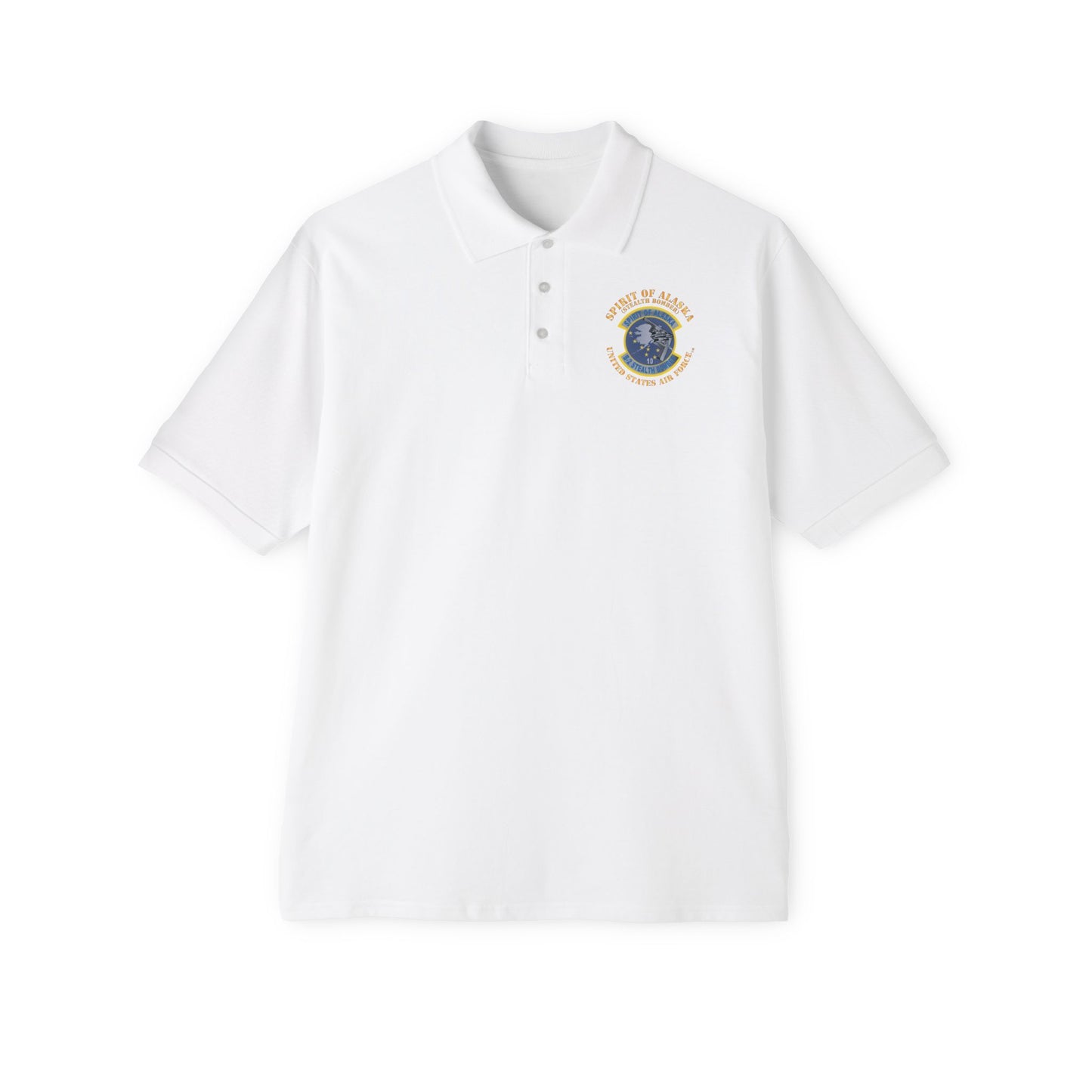 Men's Piqué Polo - USAF - B2 - Spirit of Alaska - Stealth Bomber X 300