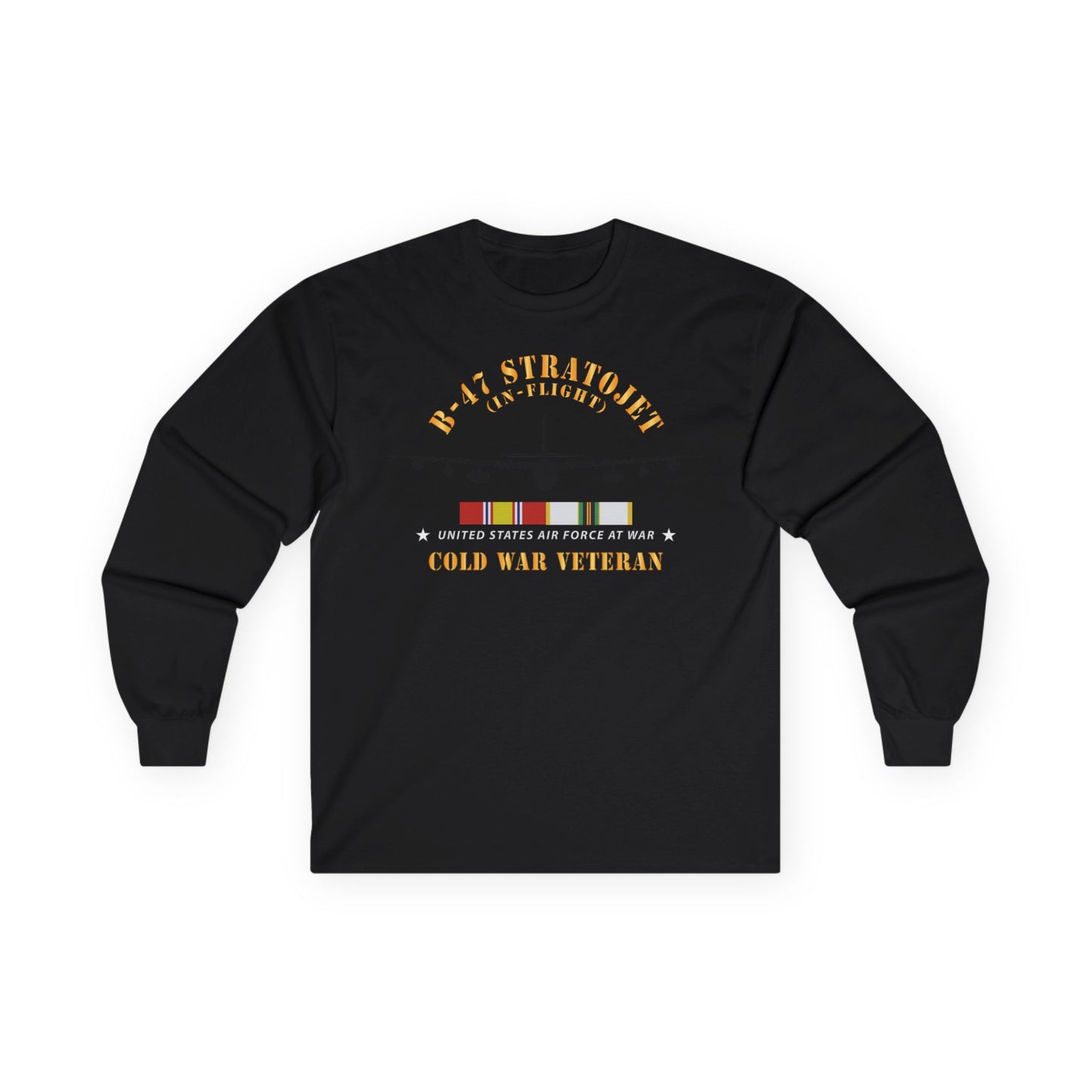 Unisex Ultra Cotton Long Sleeve Tee - USAF - B-47 Stratojet - In Flt - Silhouette - Cold War Veteran X 300