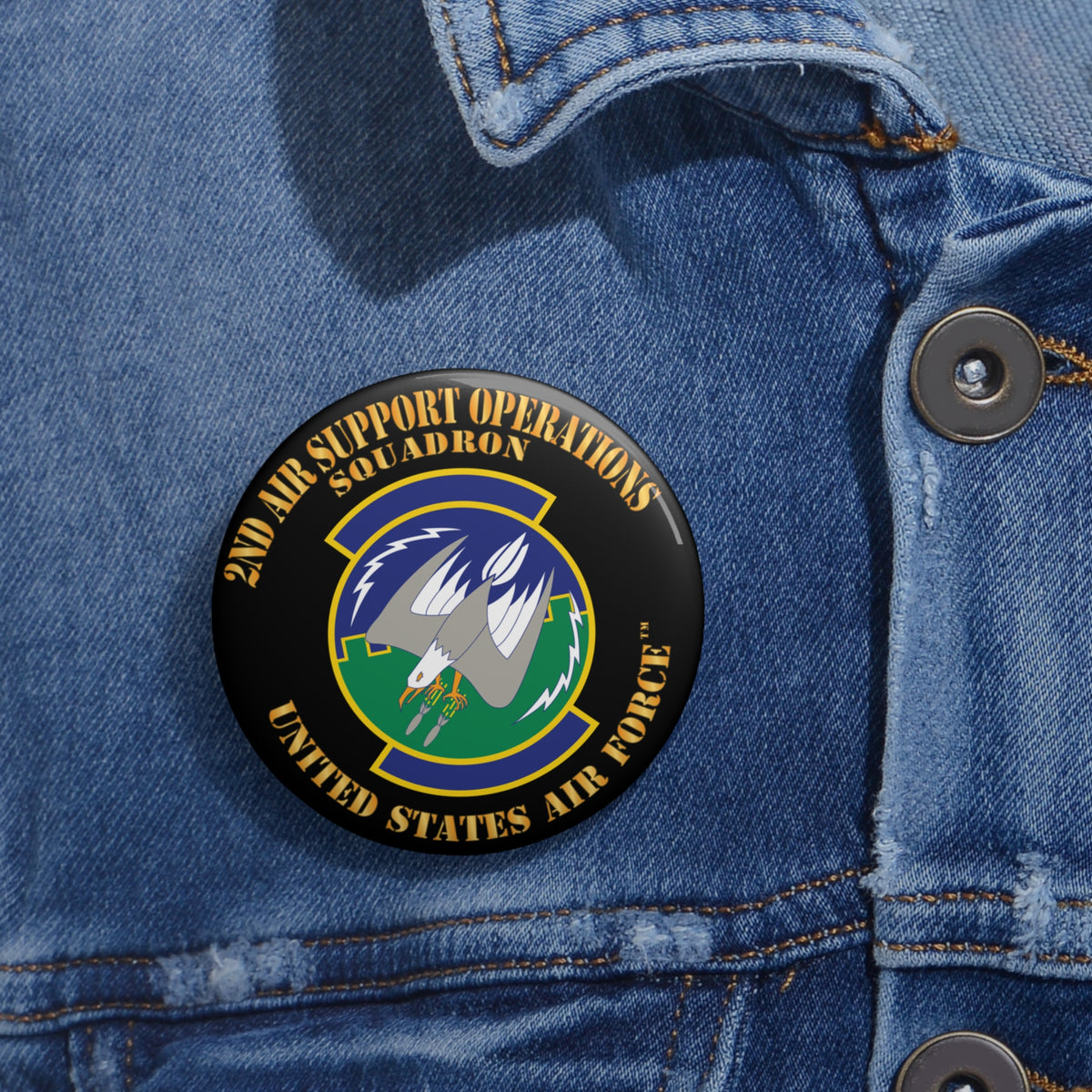 Custom Pin Button - USAF - 2nd Air Support Operations Squadron