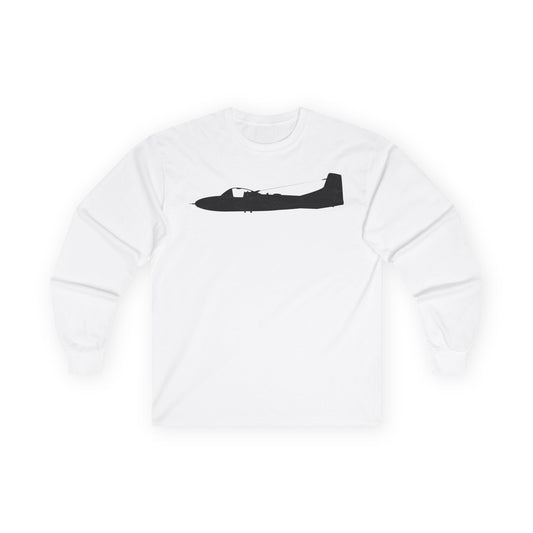 Unisex Ultra Cotton Long Sleeve Tee - Aircraft - T-37-Trainer - Side - Black - Metal X 300