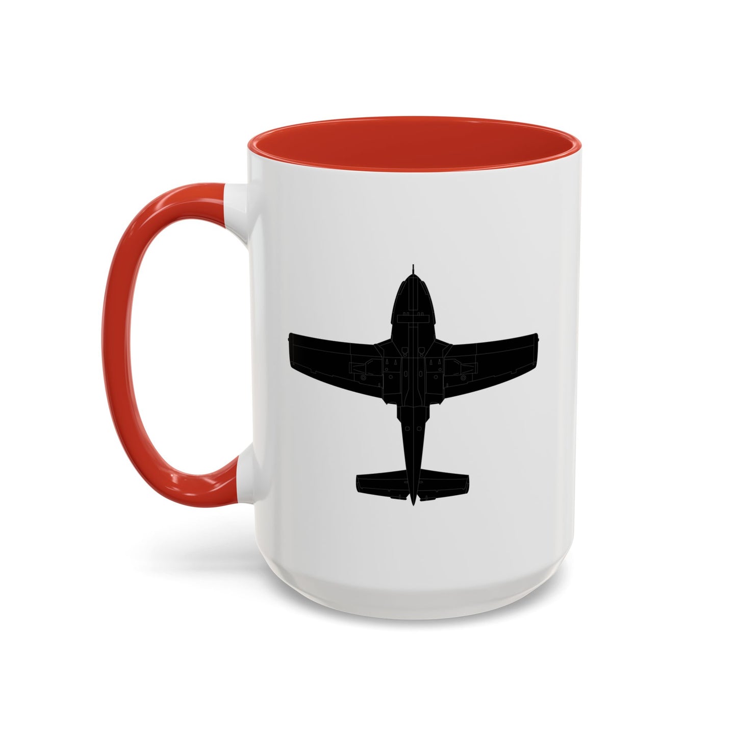 Accent Coffee Mug (11oz & 15oz) - Aircraft - T-37-Trainer - Bottom - Black - Metal X 300