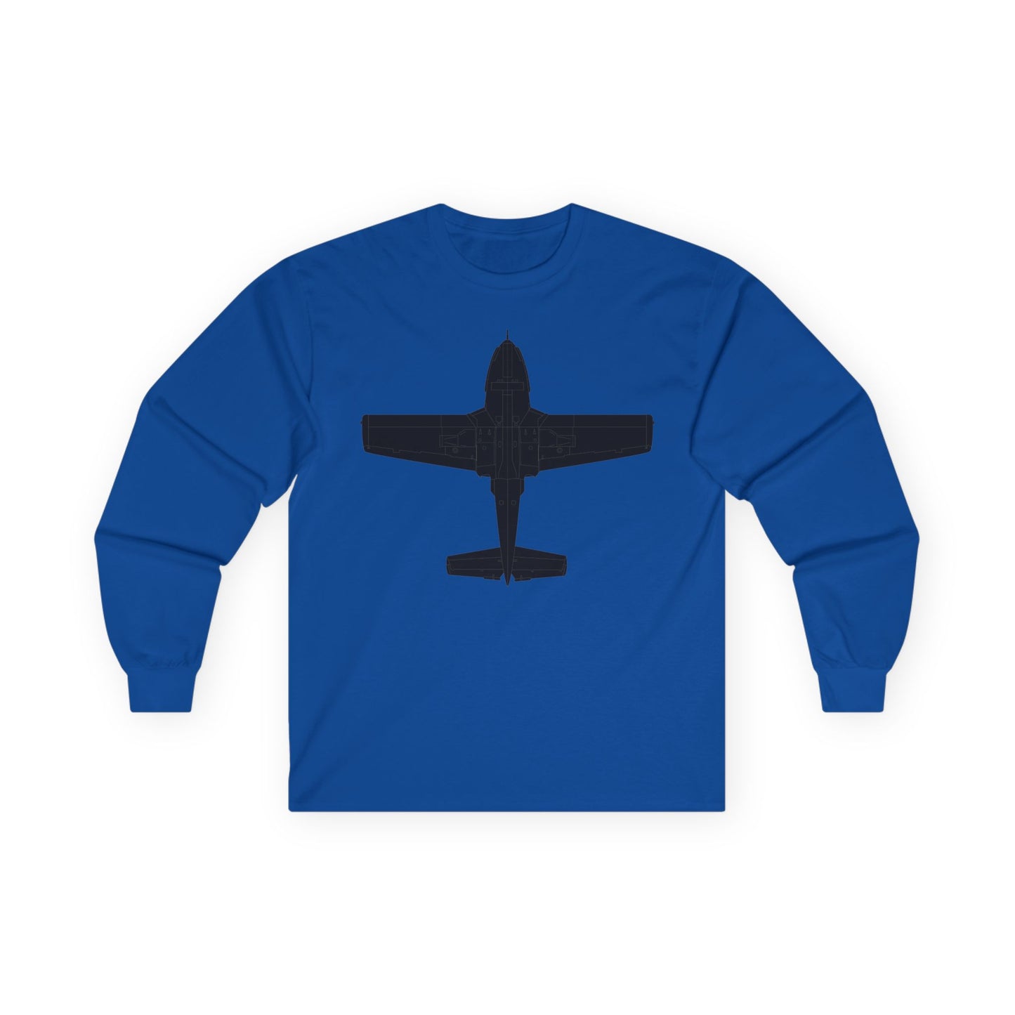 Unisex Ultra Cotton Long Sleeve Tee - Aircraft - T-37-Trainer - Bottom - Black - Metal X 300