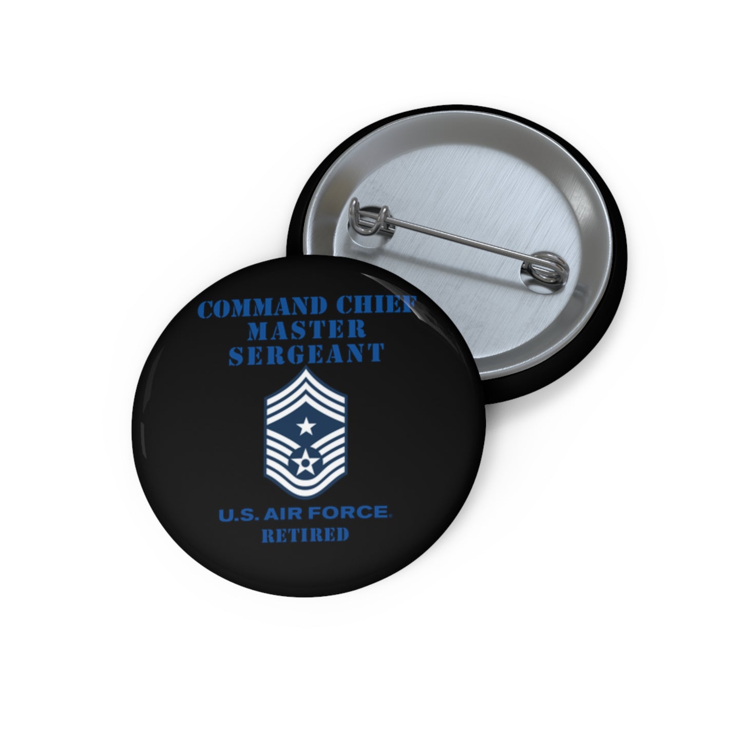 Custom Pin Button - USAF - Command Chief Master Sergeant (E9c) - 2020 - Retired