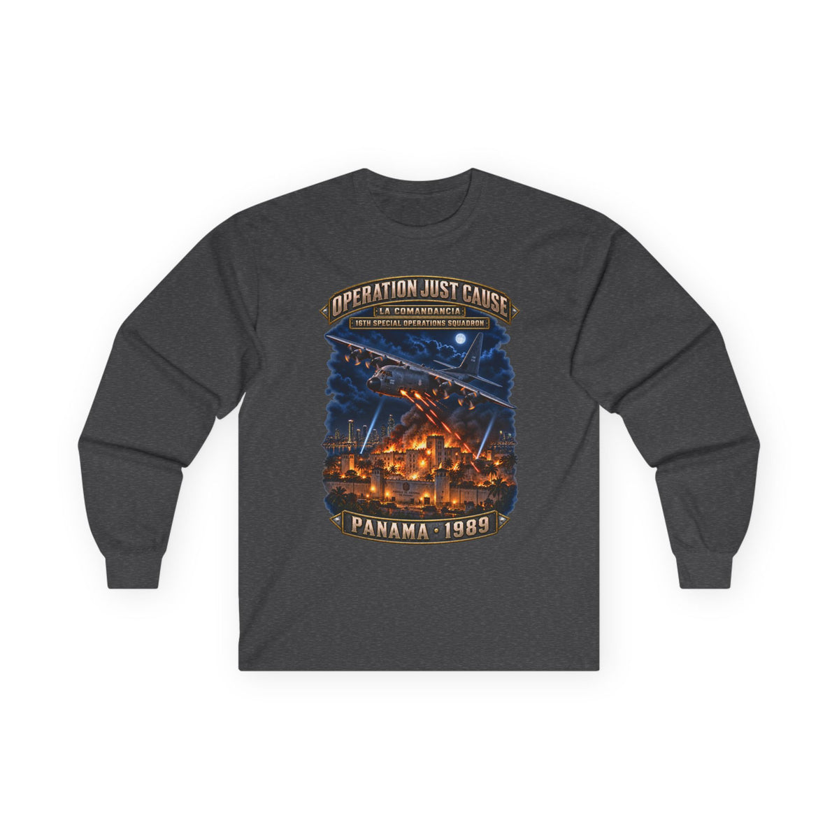 Unisex Ultra Cotton Long Sleeve Tee - SOF - 16th SOS - Panama Invasion 1989 - La Comandancia - 3D - Enhanced