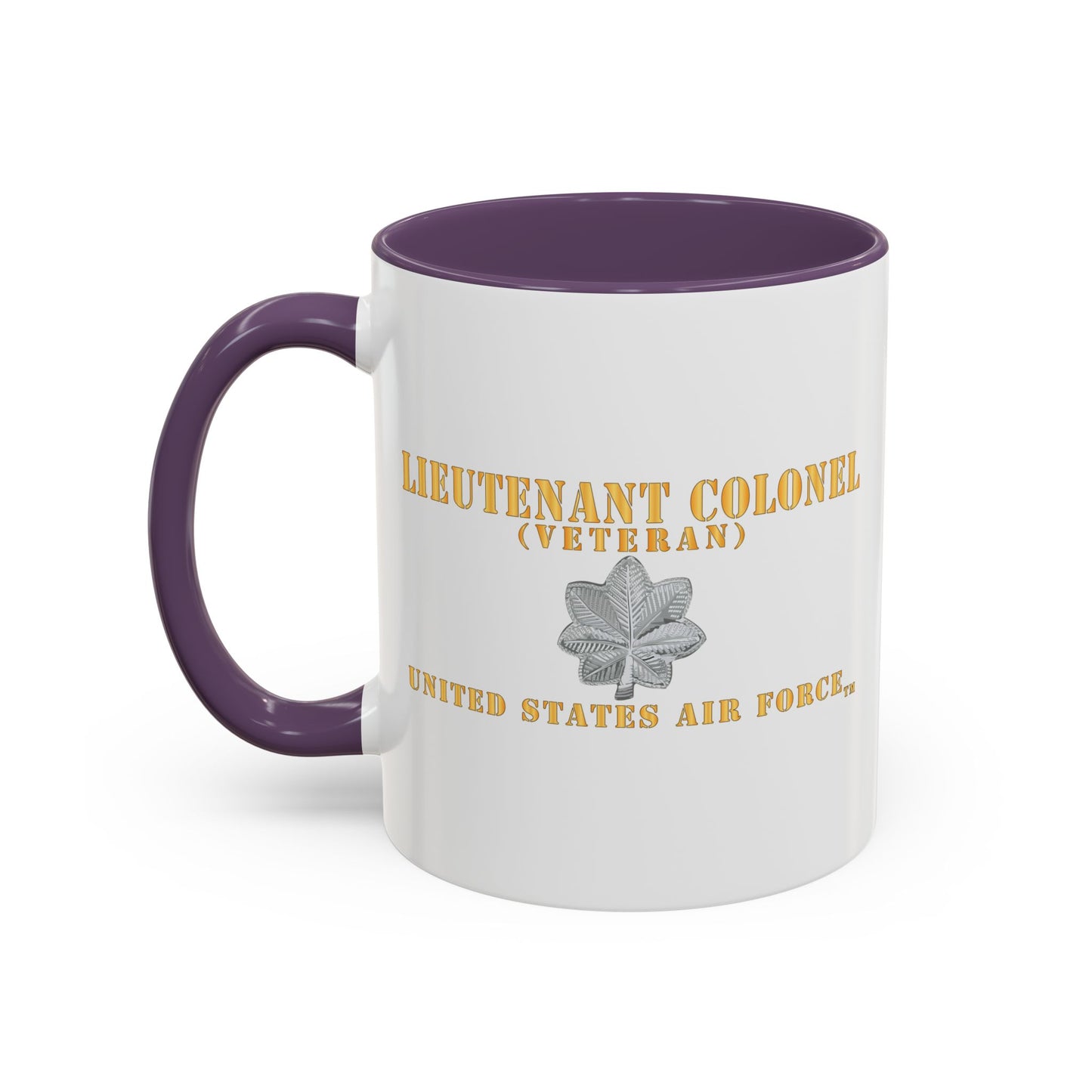 Accent Coffee Mug (11oz & 15oz) - USAF - Lieutenant Colonel - LTC - Veteran - Flat - TM X 300