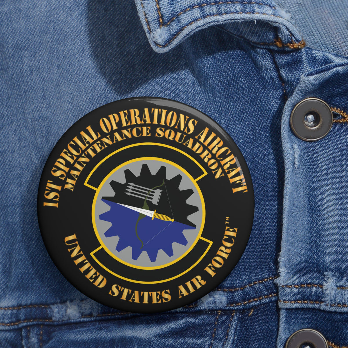 Custom Pin Button - USAF - 1st Special Operations Aircraft Maintenance Squadron X 300