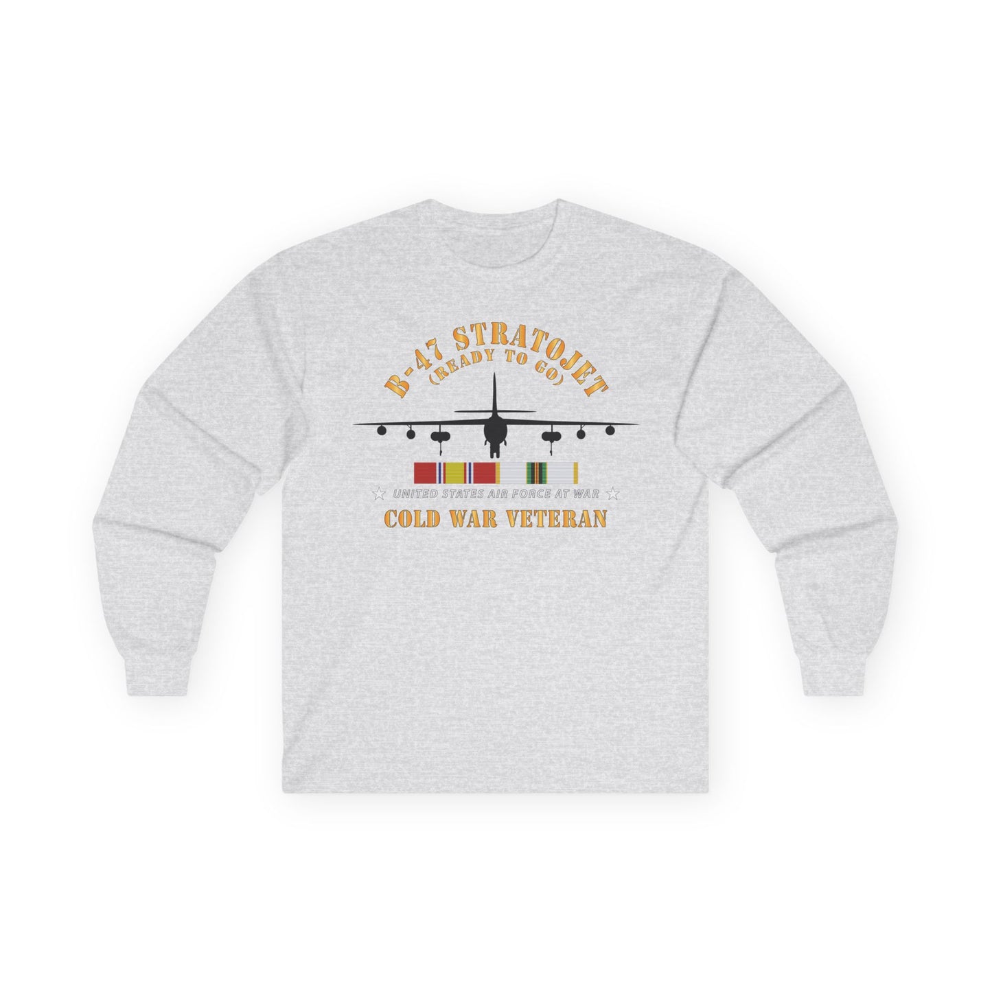Unisex Ultra Cotton Long Sleeve Tee - USAF - B-47 Stratojet - Ready to Go - Silhouette - Cold War Veteran X 300