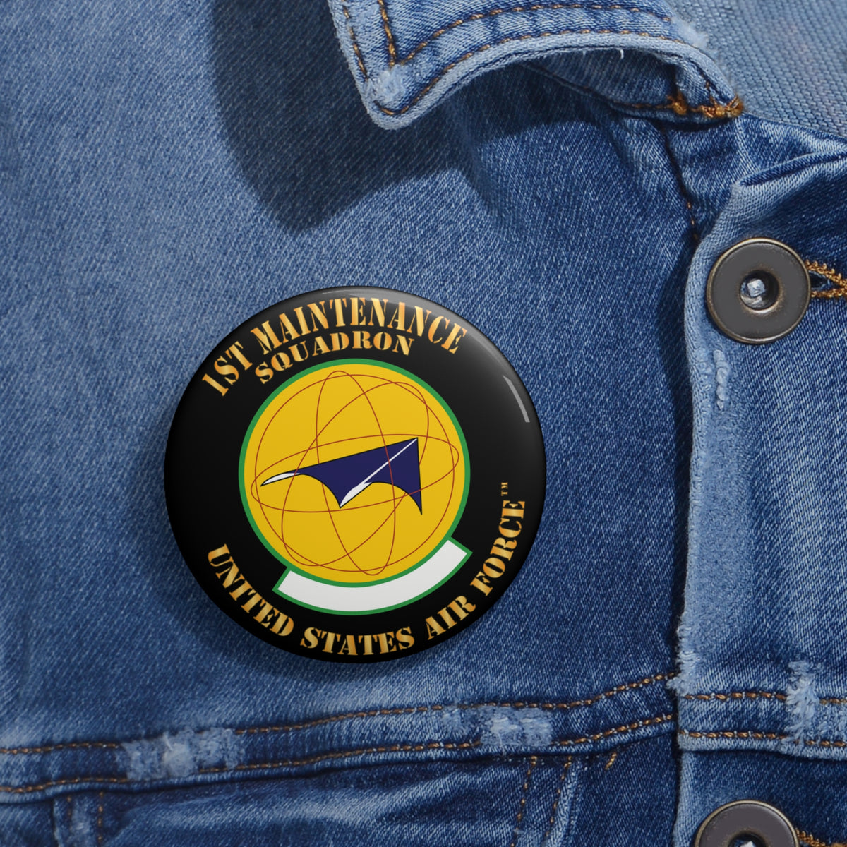 Custom Pin Button - USAF - 1st Maintenance Squadron X 300