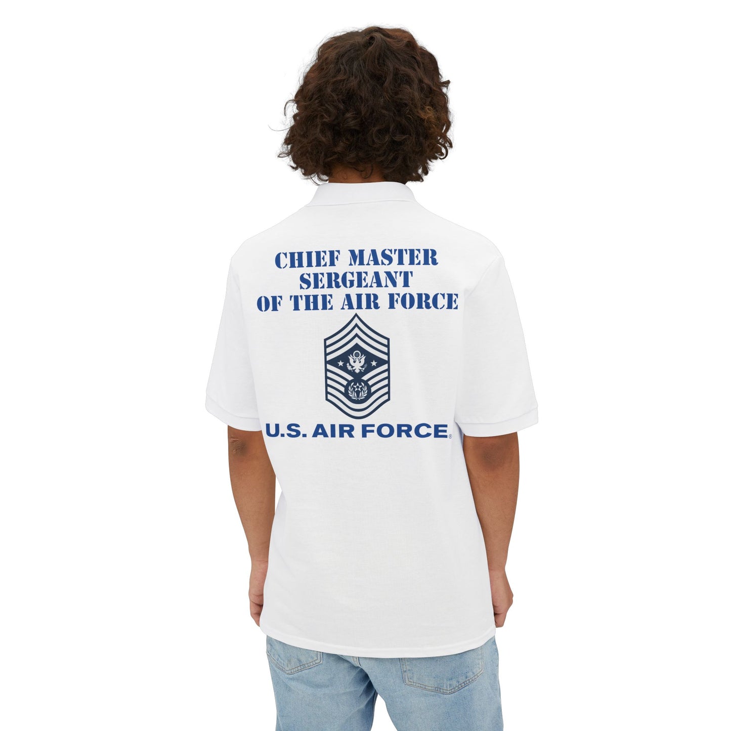 Men's Piqué Polo - USAF - Chief Master Sergeant of the Air Force (E9d) - US Air Force w Text X 300