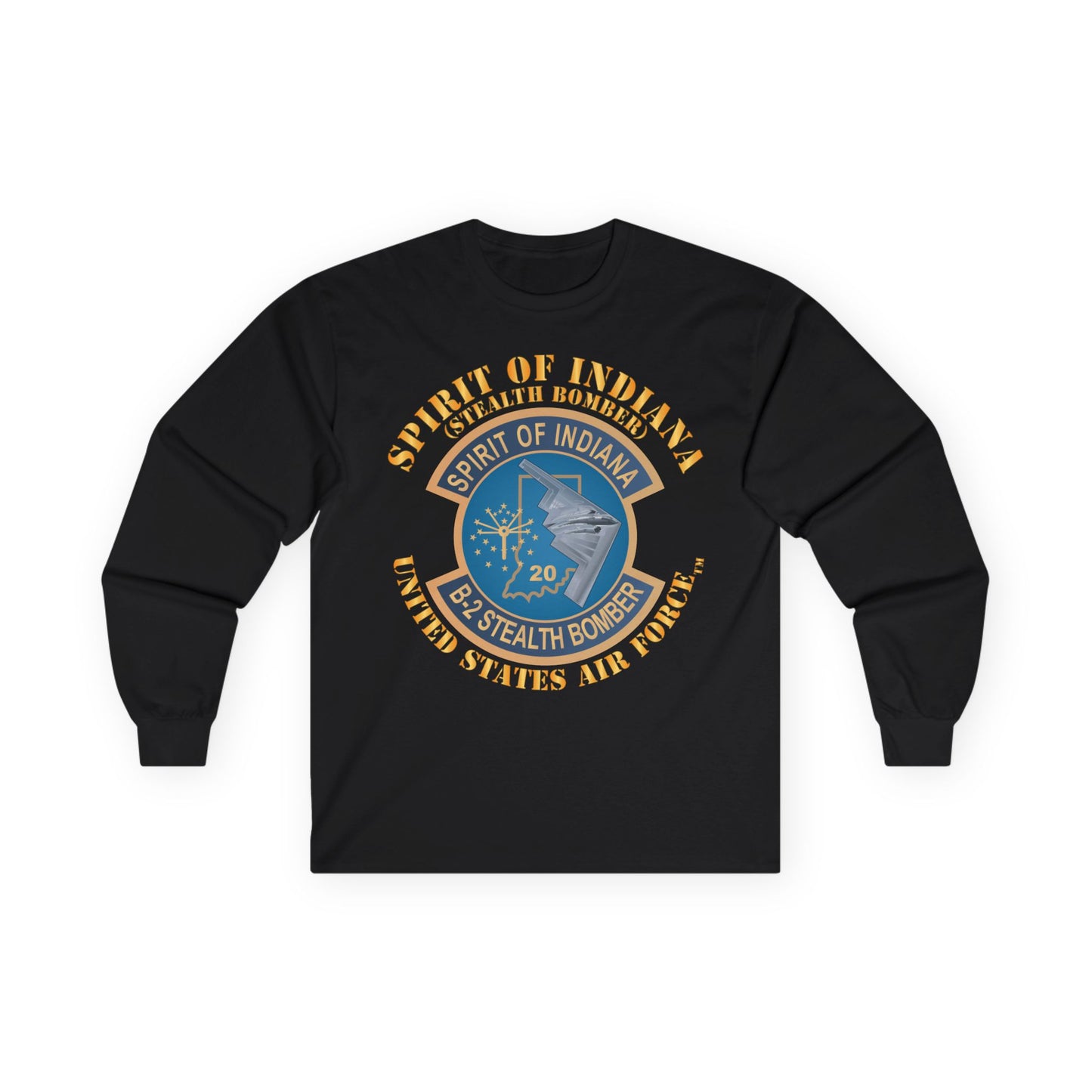 Unisex Ultra Cotton Long Sleeve Tee - USAF - B2 - Spirit of Indiana - Stealth Bomber X 300