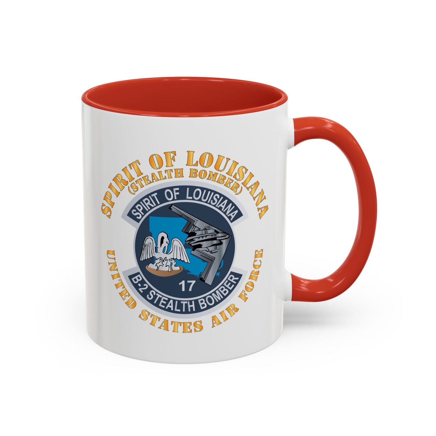 Accent Coffee Mug (11oz & 15oz) - USAF - B2 - Spirit of Louisiana - Stealth Bomber X 300
