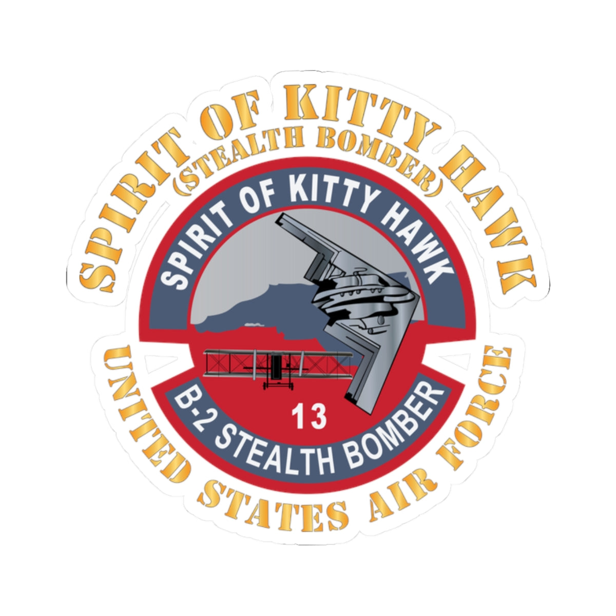Kiss-Cut Stickers - USAF - B2 - Spirit of Kitty Hawk - Stealth Bomber X 300
