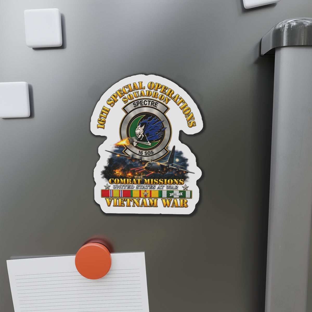 Die-Cut Magnet - SOF - 16th SOS - Combat Missions w VN SVC - 3D - Enhanced