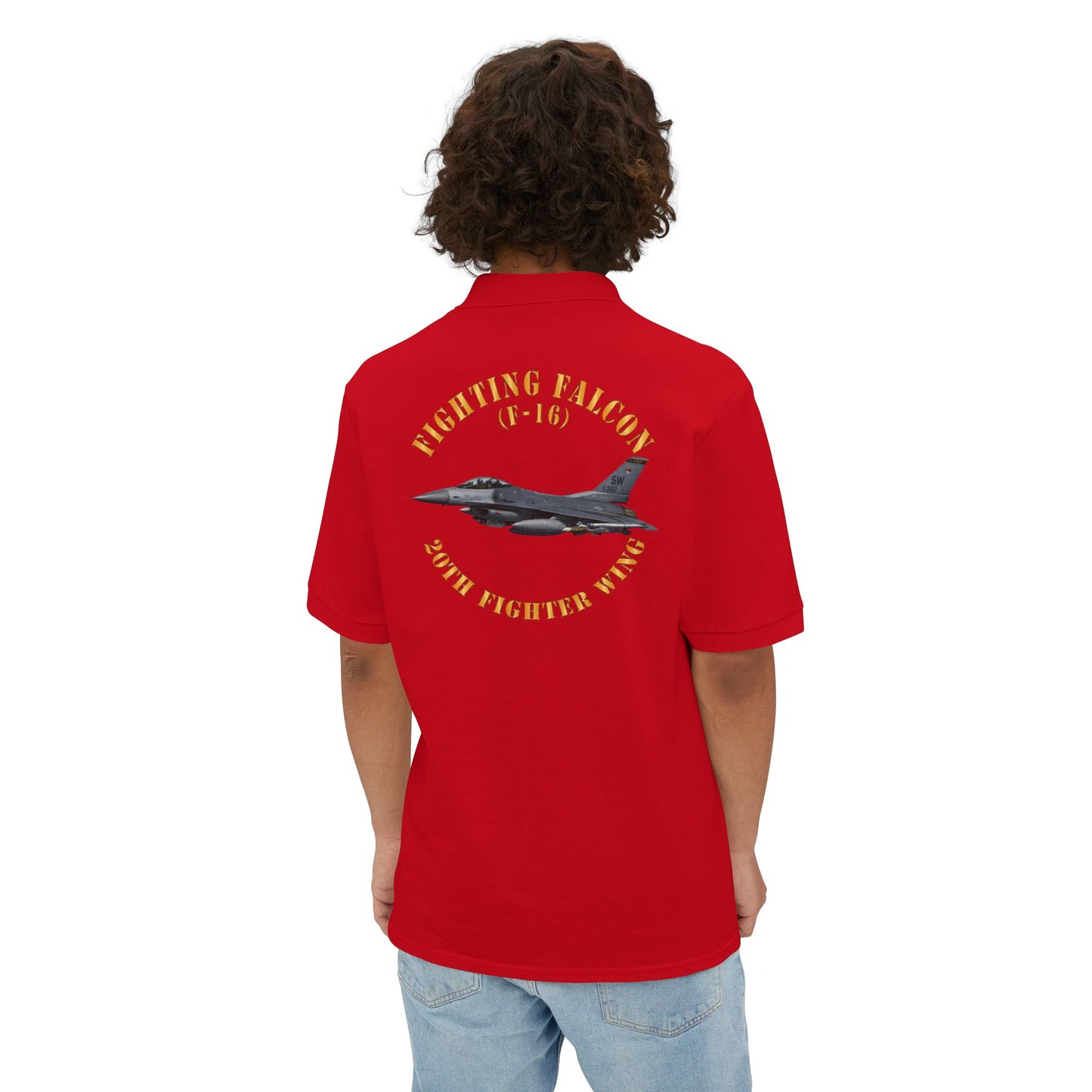 Men's Piqué Polo - USAF - F-16 Fighting Falcon - 20th Fighter Wing X 300