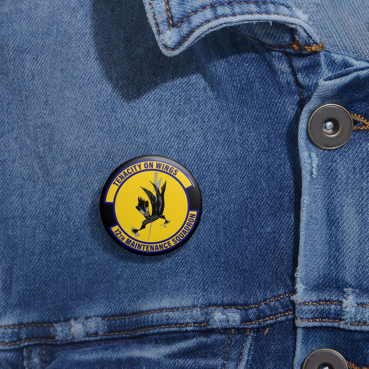Custom Pin Button - USAF - 12th Maintenance Sq wo txt