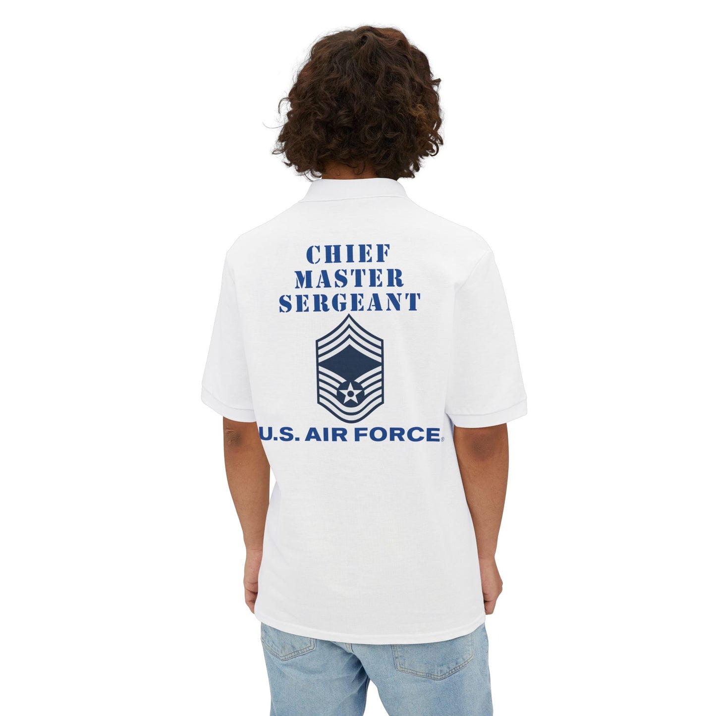 Men's Piqué Polo - USAF - Chief Master Sergeant (E9a) - 2020 - US Air Force w Text X 300