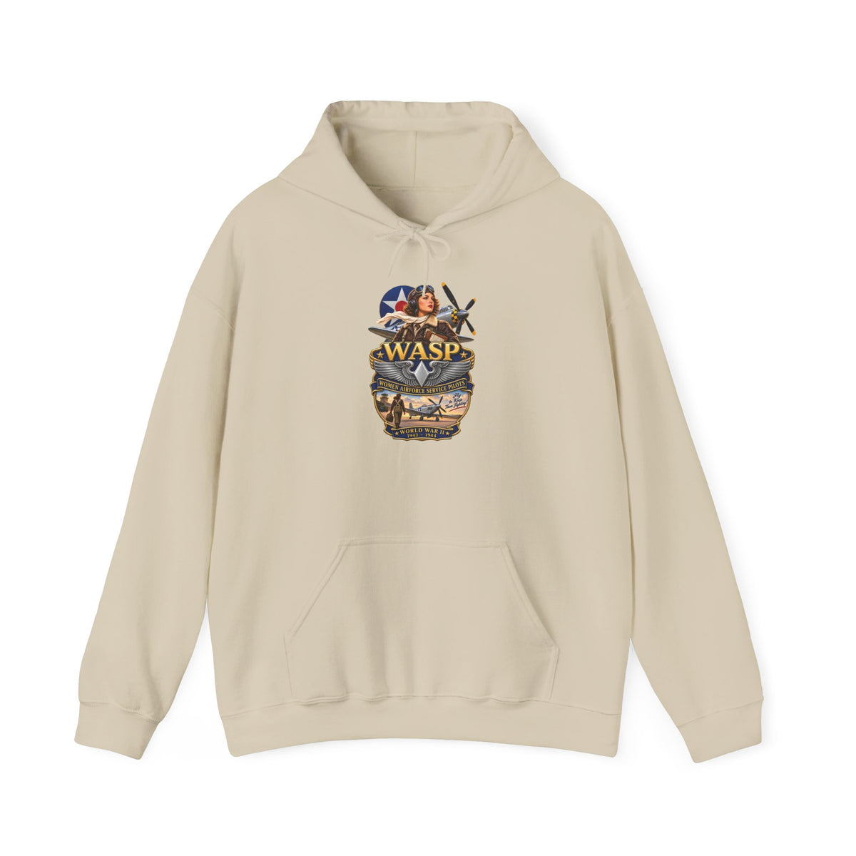 Unisex Heavy Blend Hooded Sweatshirt - WASP - Women Airforce Service Pilot - WWII - 3D - Enhanced