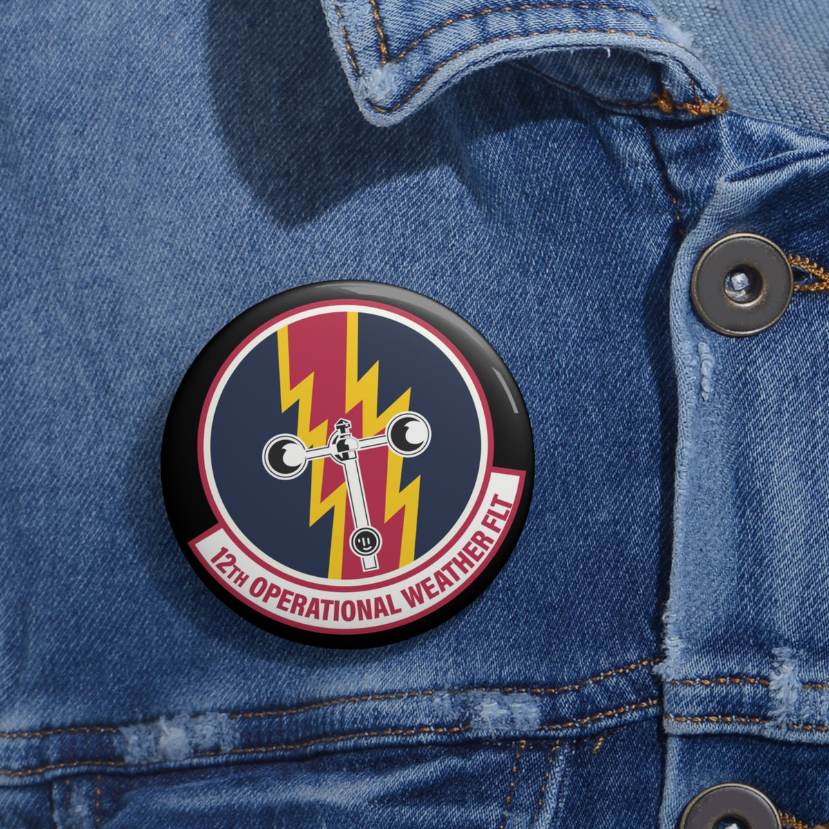 Custom Pin Button - USAF - 12th Operational Weather Flight wo txt