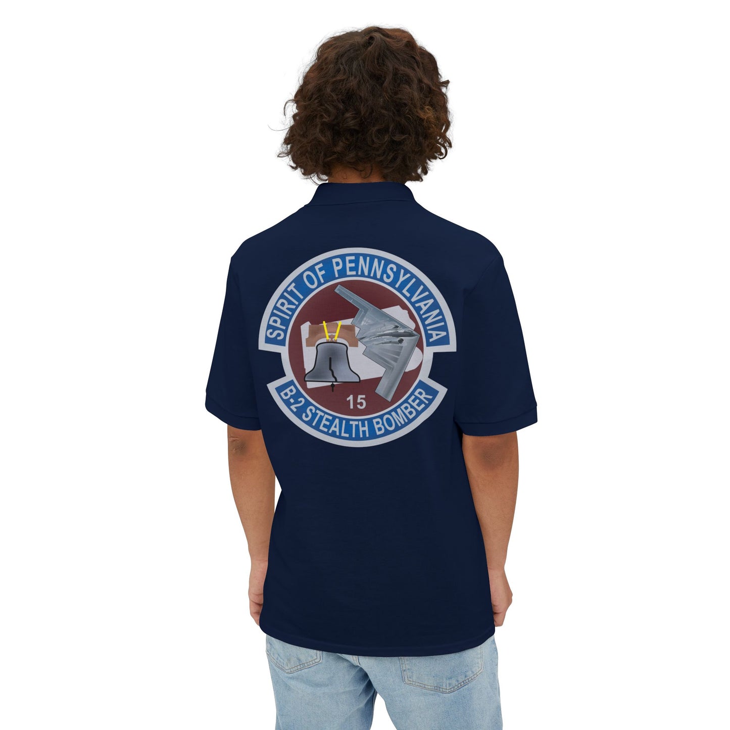 Men's Piqué Polo - USAF - B2 - Spirit of Pennsylvania Stealth Bomber wo Txt X 300