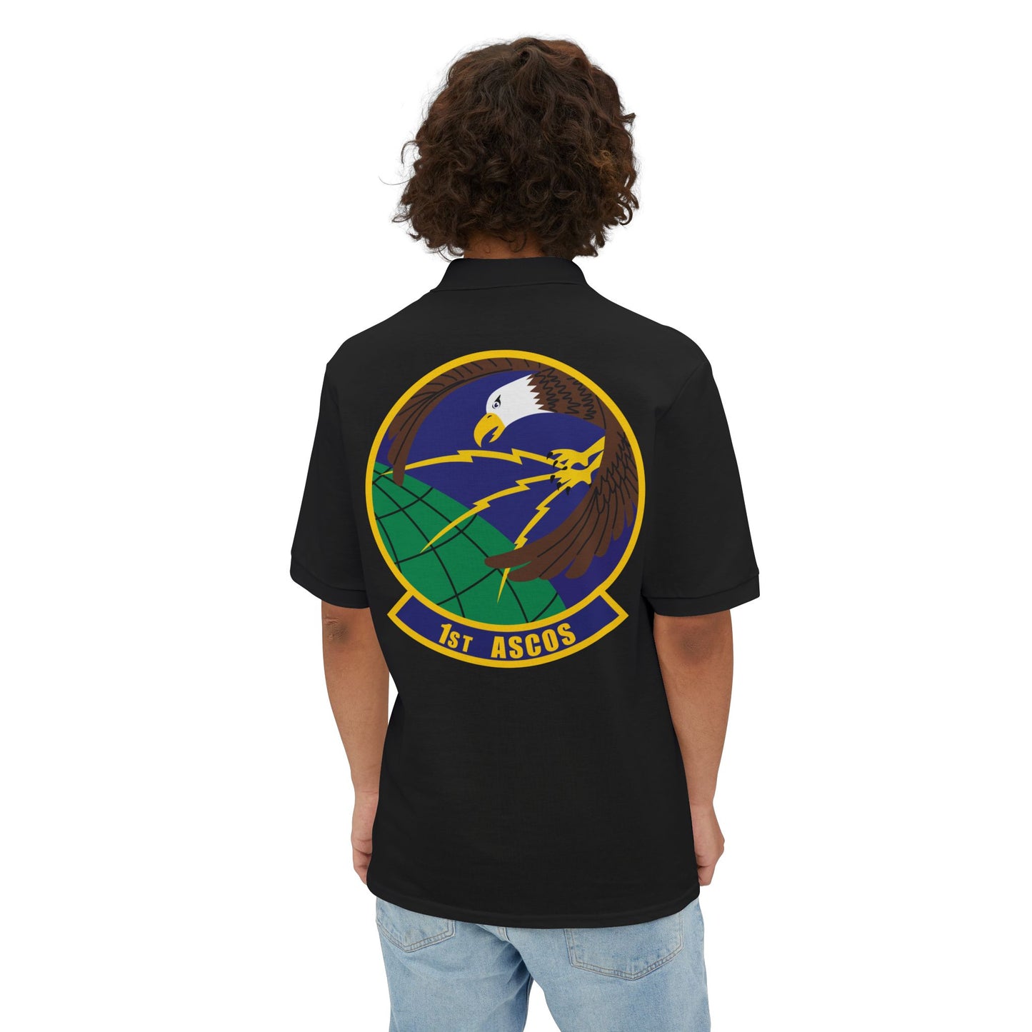 Men's Piqué Polo - USAF - 1st Air & Space Communications Operations Sq wo txt X 300