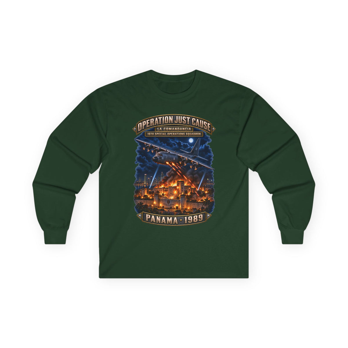 Unisex Ultra Cotton Long Sleeve Tee - SOF - 16th SOS - Panama Invasion 1989 - La Comandancia - 3D - Enhanced