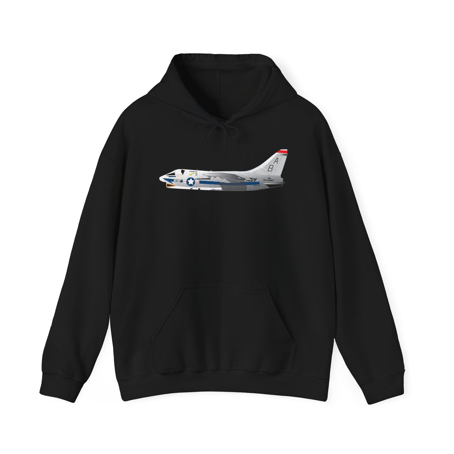 Unisex Heavy Blend Hooded Sweatshirt - Aircraft - Navy - A-7B Corsair II - Side X 300