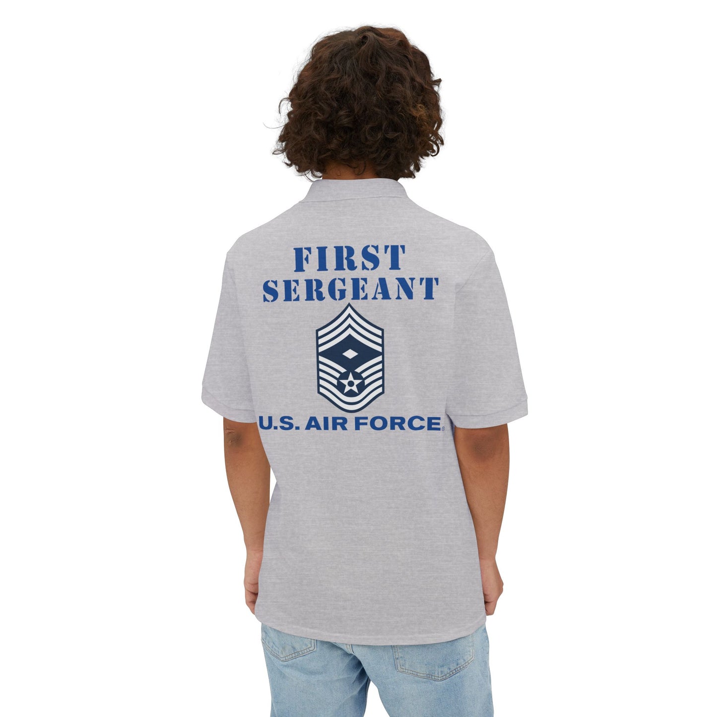 Men's Piqué Polo - USAF - First Sergeant (E9b) - 2020 - US Air Force w Text X 300